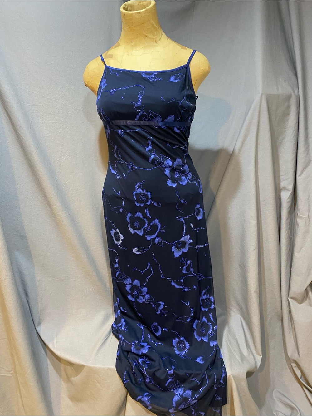 Candy Rocket Y2K 90’s Black & Blue Floral Slip Dress